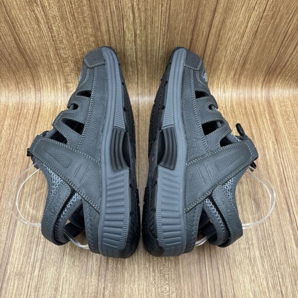 Orthofeet Alpine Men Size 8.5 2E Fisherman Sandals Shoes‎ Black Gray Leather 598 main image 6